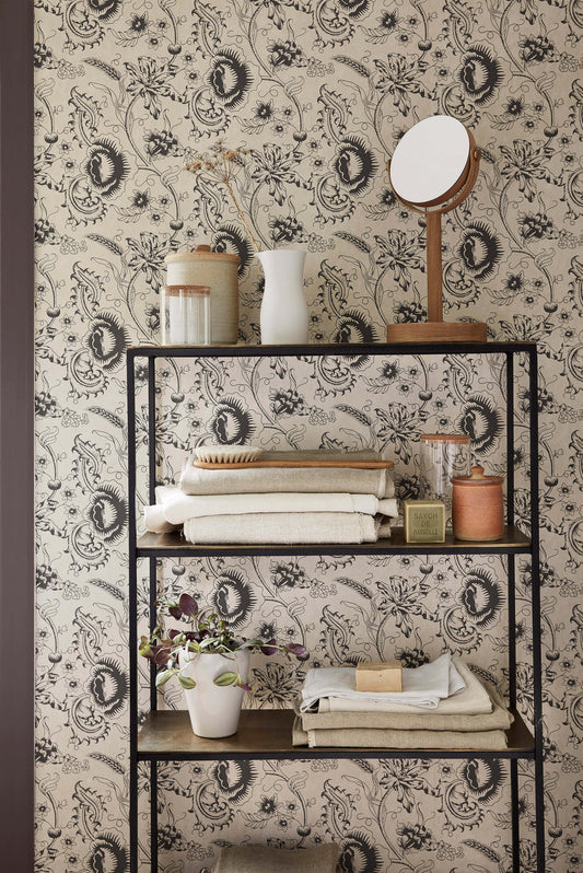 Papel de Parede Little Greene Woodblock Mono - Knightsbridge