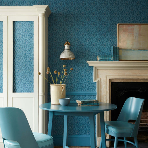 Papel de Parede Little Greene Hoja - Air Force Blue