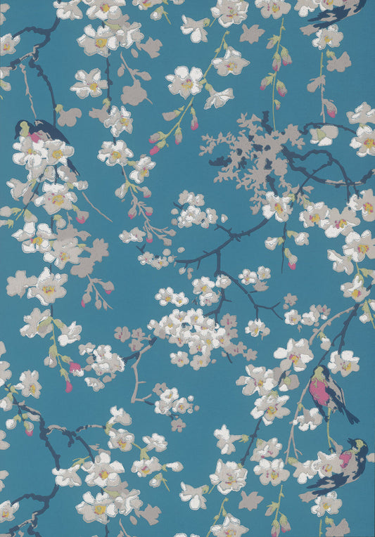 Little Greene Massingberd Blossom Wallpaper - Deep Blue