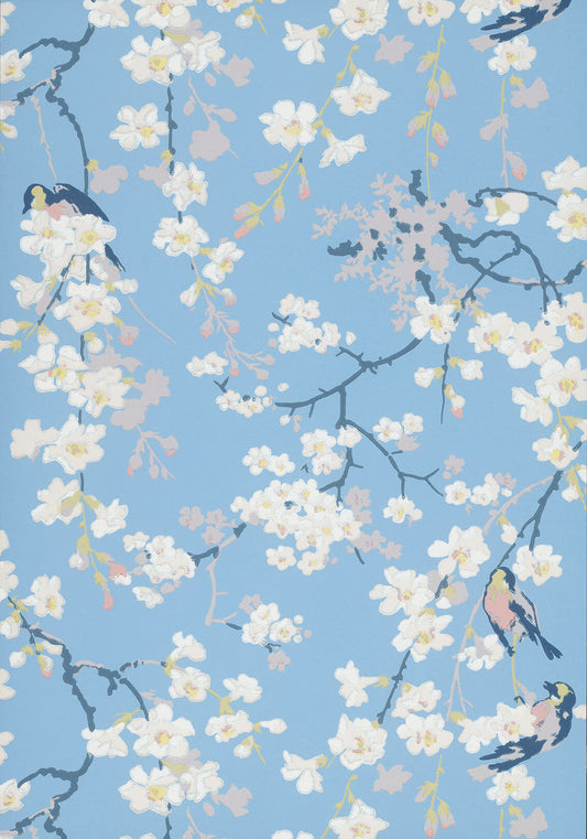 Little Greene Massingberd Blossom Wallpaper - Pale Blue