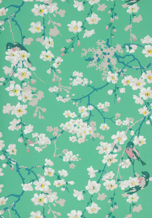 Little Greene Massingberd Blossom Wallpaper - Verditer