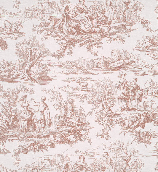 Little Greene Lovers' Toile Wallpaper - Blush