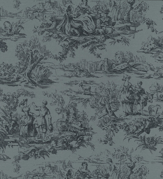 Little Greene Lovers' Toile Wallpaper - Hicks' Blue