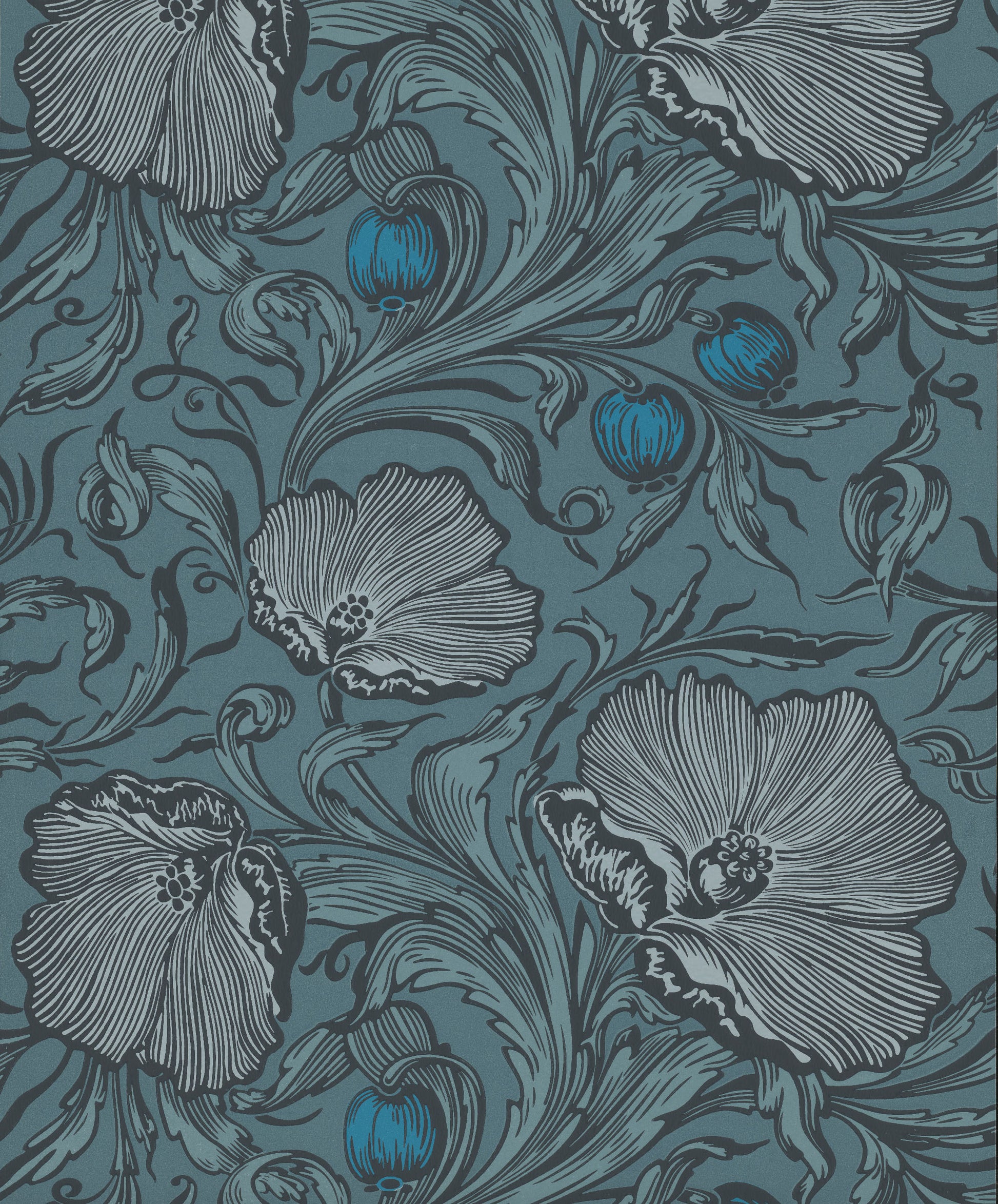 Papel de Parede Little Greene Poppy Trail - Air Force Blue