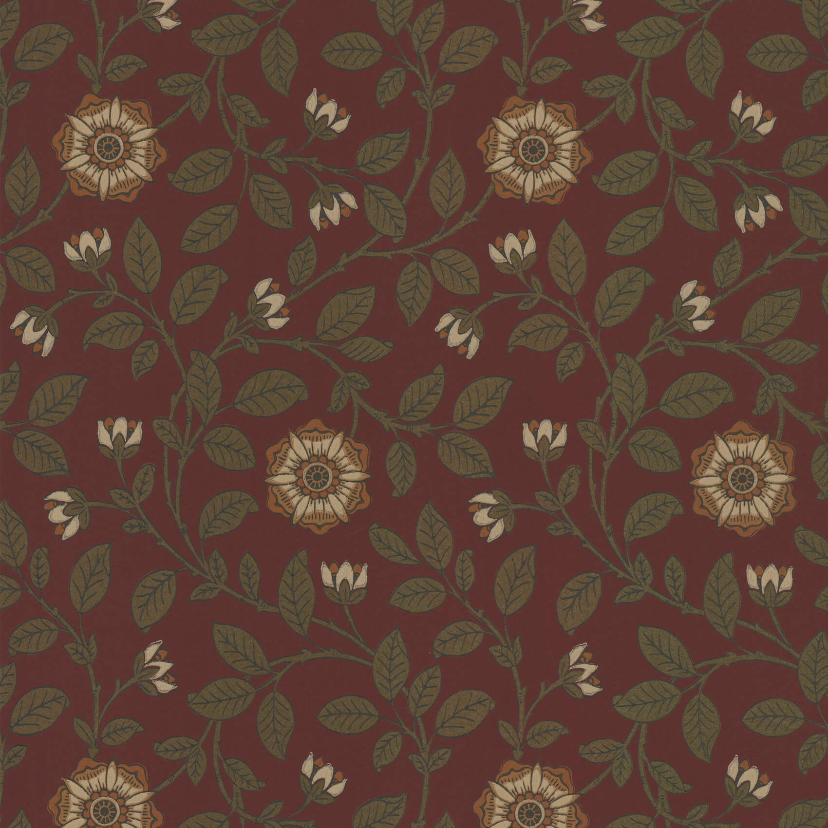 Papel de Parede Little Greene Richmond Green - Revival Red