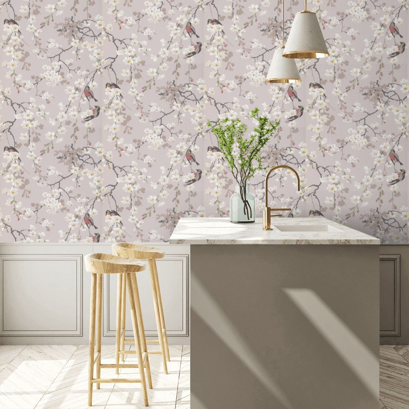 Papel de Parede Little Greene Massingberd Blossom - Grey