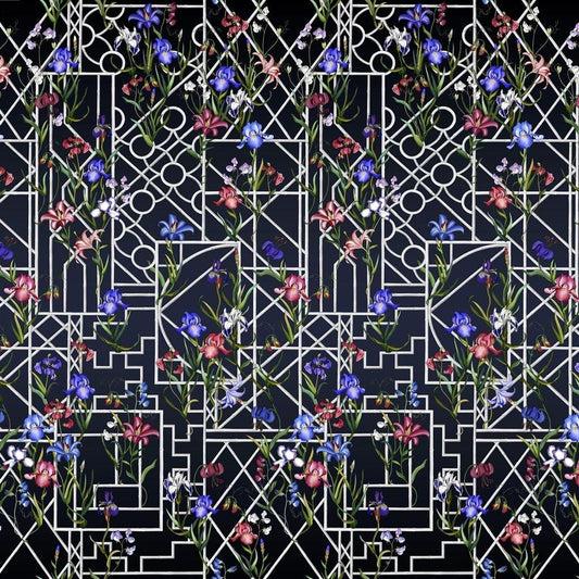 Papel de Parede Christian Lacroix Fretwork Garden Panoramic Indigo - Stoc Casa