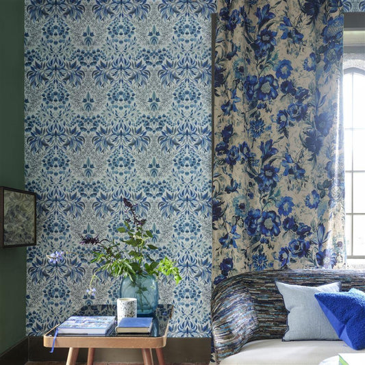 Papel de Parede Designers Guild Karakusa Cobalt - Stoc Casa