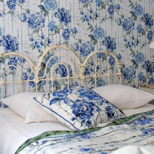 Papel de Parede Designers Guild Kyoto Flower Cobalt - Stoc Casa