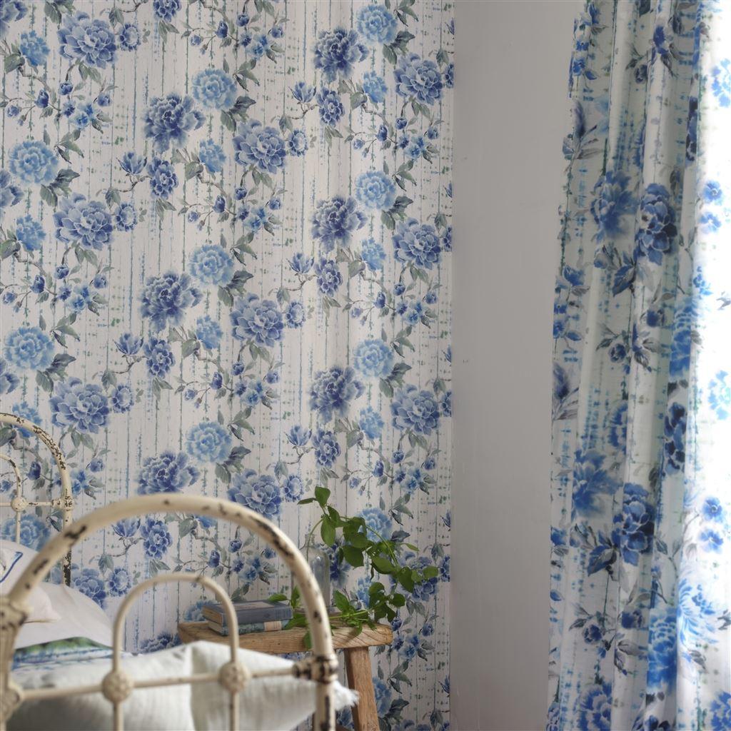 Papel de Parede Designers Guild Kyoto Flower Cobalt - Stoc Casa