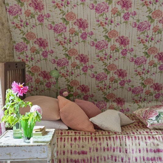 Papel de Parede Designers Guild Kyoto Flower Coral - Stoc Casa